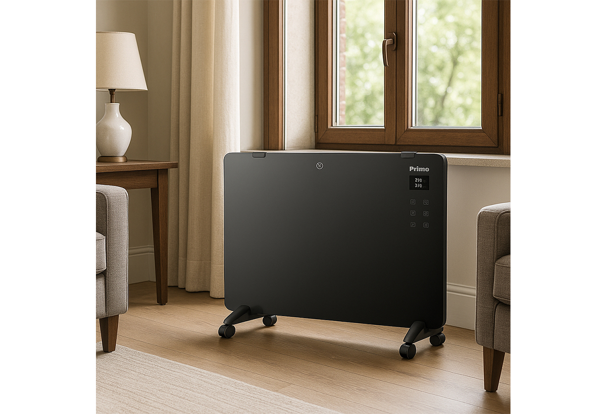 Απεικονίζεται ο θερμοπομπός στο σαλόνι.